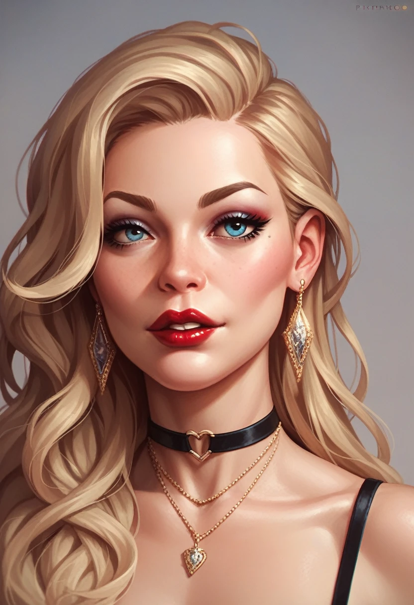 Woman black make up lipstick