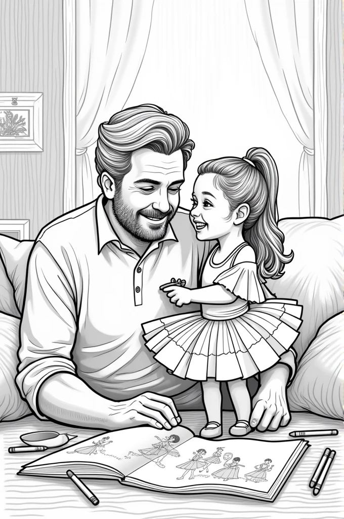 Father and ballerina coloring page