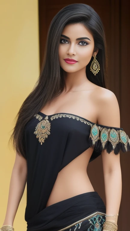 best quality, masterpiece, ultra high res, photorealistic, Al-Uzza, the ancient Arabian goddess of beauty and black magic, offshoulder,