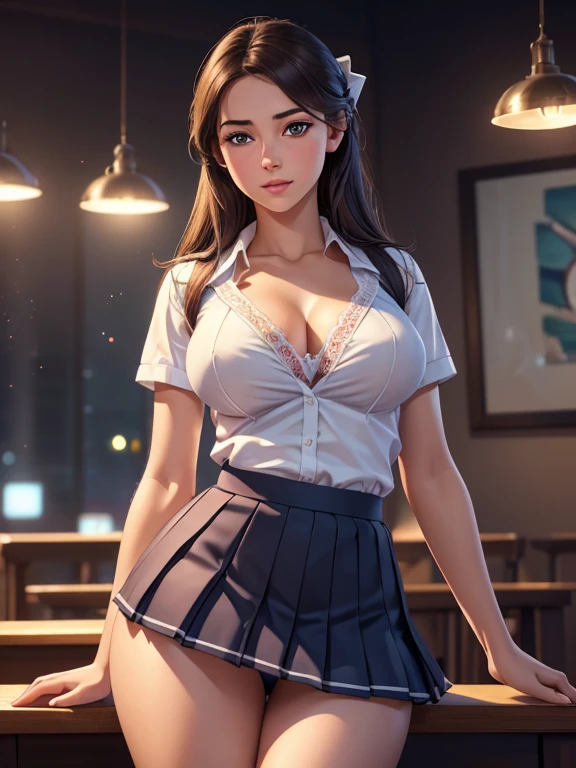 a beautiful school girl, 1girl, blushing, raising her skirt, cute white panty visible, buttocks, detailed face, detailed eyes, detailed lips, long eyelashes, intricate uniform, tight breasts, firm chest, slim body, pleated skirt, thighs, (best quality,4k,8k,highres,masterpiece:1.2),ultra-detailed,(realistic,photorealistic,photo-realistic:1.37),HDR,UHD,studio lighting,ultra-fine painting,sharp focus,physically-based rendering,extreme detail description,professional,vivid colors,bokeh,photorealistic,elegant,cute,charming