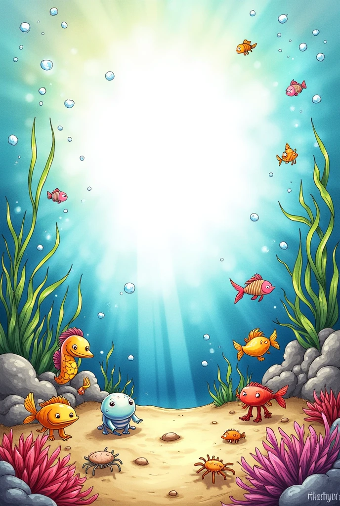 Cute seabed drawing template 
