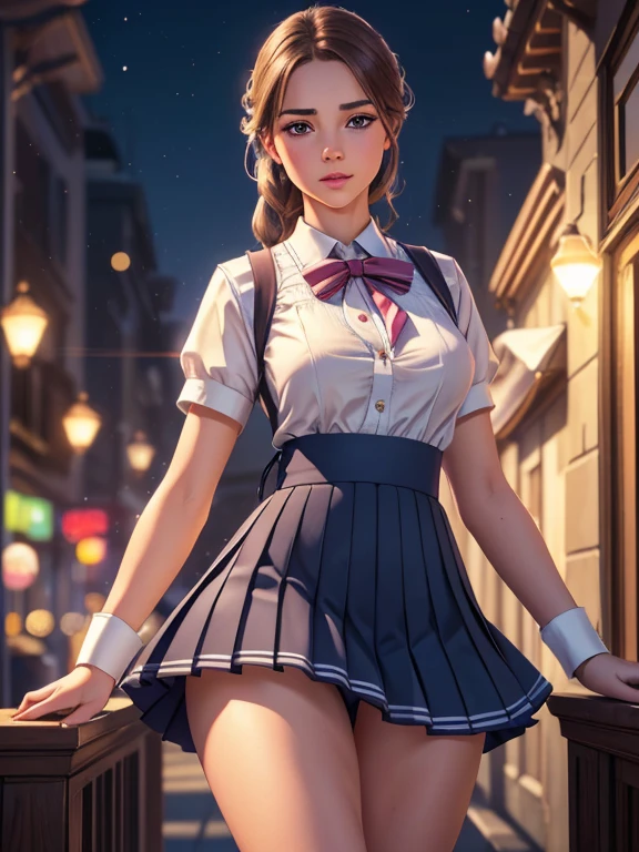 a beautiful school girl, 1girl, blushing, raising her skirt, cute white panty visible, buttocks, detailed face, detailed eyes, detailed lips, long eyelashes, intricate uniform, firm chest, slim body, pleated skirt, thighs, (best quality,4k,8k,highres,masterpiece:1.2),ultra-detailed,(realistic,photorealistic,photo-realistic:1.37),HDR,UHD,studio lighting,ultra-fine painting,sharp focus,physically-based rendering,extreme detail description,professional,vivid colors,bokeh,photorealistic,elegant,cute,charming