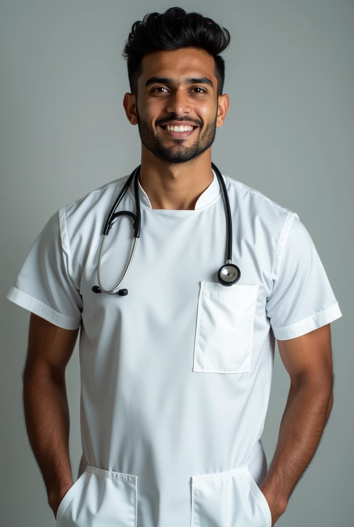 Bangladeshi young
  man  with a doctor 
apron healthy body 
