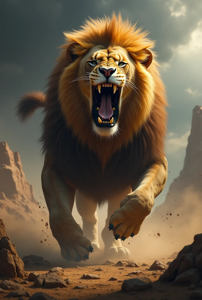 A roaring lion