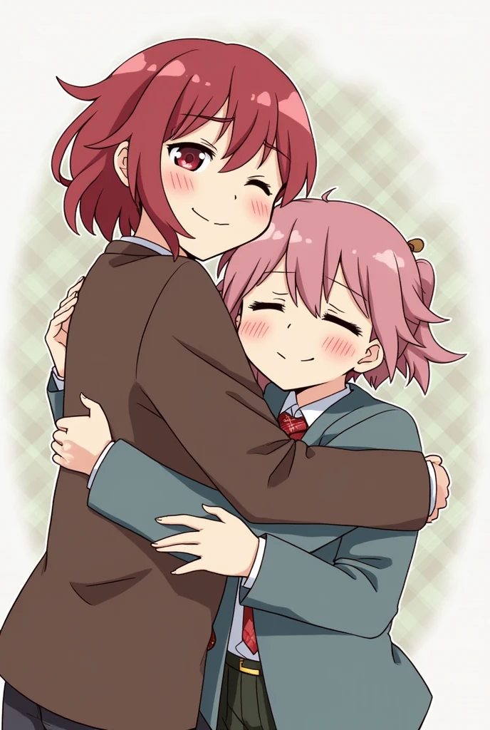 （Card ventilation）boys and girls，Cuddle together，Pink