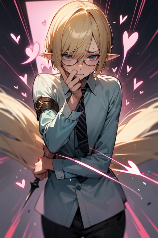 male、male性、Short Hair、Straight Bob、Blonde、Glasses、adult、adultのmale、adultの体、大柄のmale、Elf、Pride、Severe、Disgust、Irritation、Glare、Clumsy Hands、Stocky build、Slender、??? appeal、Magic Mentor、Long staff、Sweat、Sexual、Heavy breathing、pleasure、Brainwashed、Charmed state、desire、palpitation、Trance、??????、Seizures、Cramp、Hearts in eyes