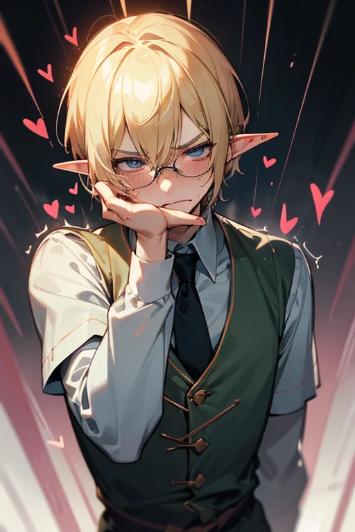 male、male性、Short Hair、Straight Bob、Blonde、Glasses、adult、adultのmale、adultの体、大柄のmale、Elf、Pride、Severe、Disgust、Irritation、Glare、Clumsy Hands、Stocky build、Slender、sex appeal、Magic Mentor、Long staff、Sweat、Sexual、Heavy breathing、pleasure、Brainwashed、Charmed state、desire、palpitation、Trance、orgasm、Seizures、Cramp、Hearts in eyes