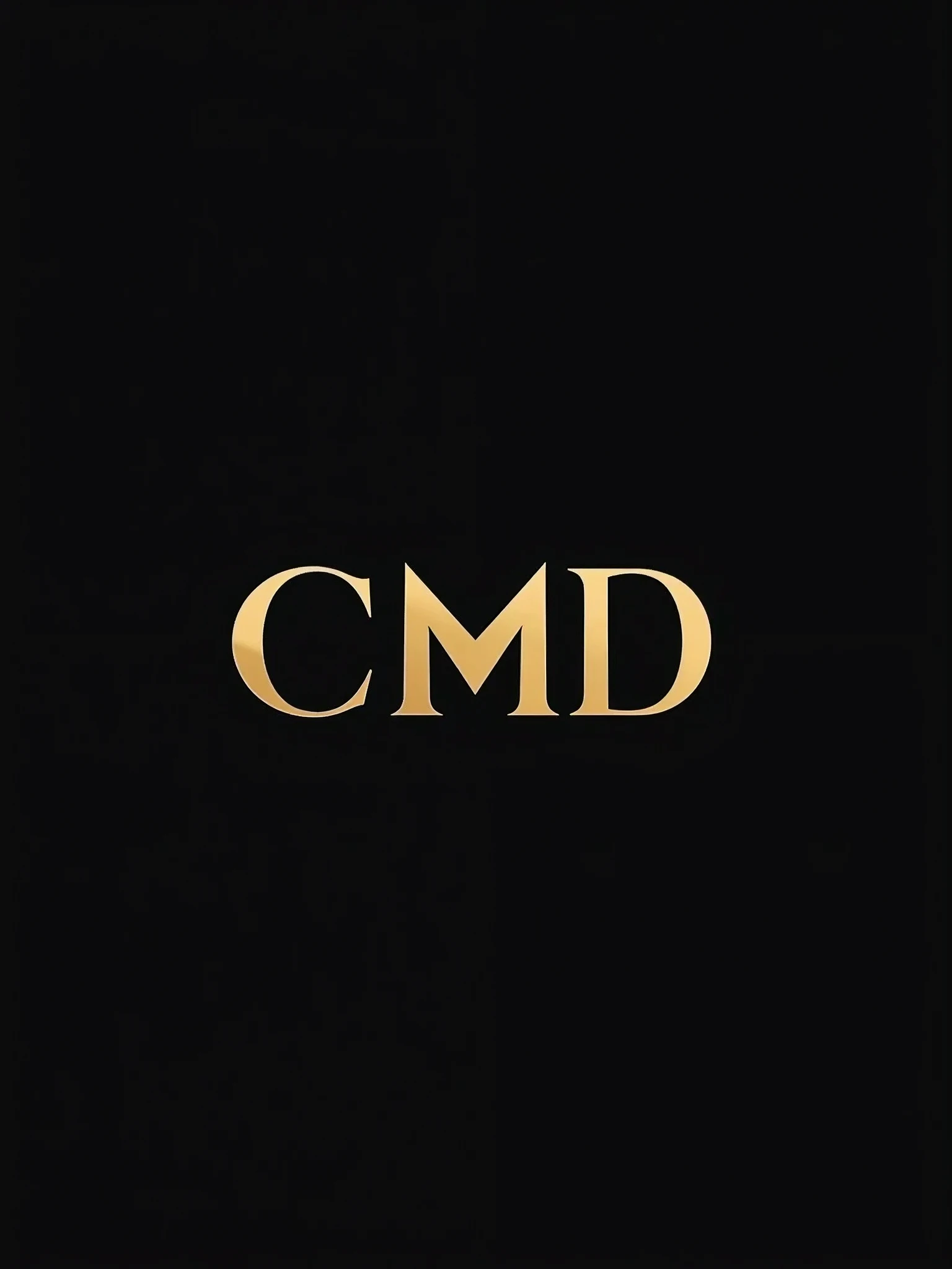 logo for social media company, black and gold colors with the acronym cmd