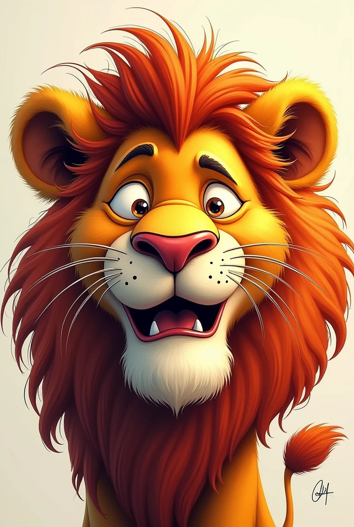 Colored caricature of a lion's face