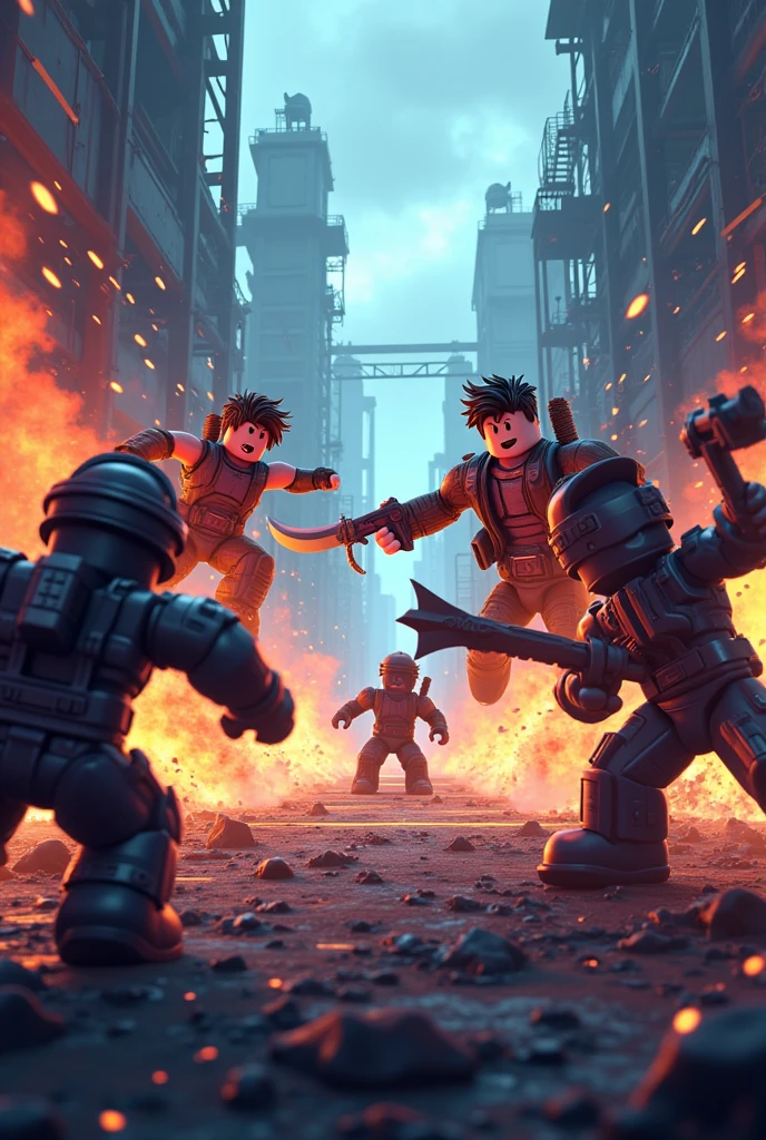 Je veux une image Roblox de combat style avec écrit retour en gros au milieu de l’image 