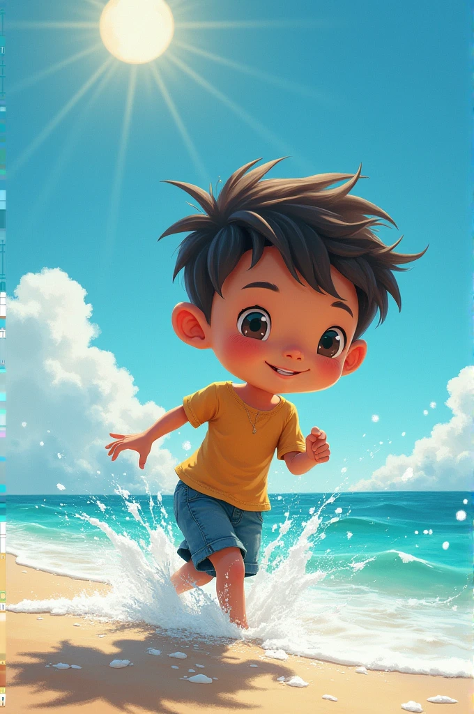 Chapter 1: El descuido de Thomas Thomas corría descalzo por la cálida arena de la playa, salpicando el agua con entusiasmo while playing con la espuma de las olas. The sun was shining high above, reflecting on the surface of the blue sea. Despite constant calls from his mother, Thomas parecía no prestar atención al uso que hacía del precioso recurso. "¡Thomas, Remember to turn off the tap when you finish brushing your teeth.!" his mother shouted from the house, but the child ignored her, abstracted in his game. Later, while cooling off with a shower, Thomas dejó correr el agua sin control, distracting himself with the games he imagined in his head. his mother, from the kitchen, He sighed with concern as he listened to the constant flow of water.. "Son, Turn off the tap when you're done!" insisted, without getting a response. Thomas, oblivious to his mother's warnings, He continued to enjoy the pleasure of feeling the water between his fingers. When he finally came out of the bathroom, He didn't even bother to check if he had turned off the tap properly.. His mind was focused on the plans he had to go play at the beach that afternoon.. Arriving at the seashore, Thomas corrió entusiasmado hacia las olas, splashing uncontrollably and laughing happily. He splashed around without any caution, without thinking about the amount of water I was wasting. for him, Water was simply a means to have fun, without understanding the vital importance that this resource had for life. Suddenly, while playing, Thomas perdió el equilibrio y cayó de lleno al mar. The waves dragged him out to sea, and the boy, agitated and disoriented, struggling to stay afloat. Little by little, His strength began to wane, until he finally lost consciousness, sinking beneath the surface. At that moment, A mysterious and ethereal presence made itself felt. A spiritual figure, made of water and light, se acercó lentamente hasta Thomas. It was water, the spirit that guarded this vital resource. "Thomas, you have forgotten the v