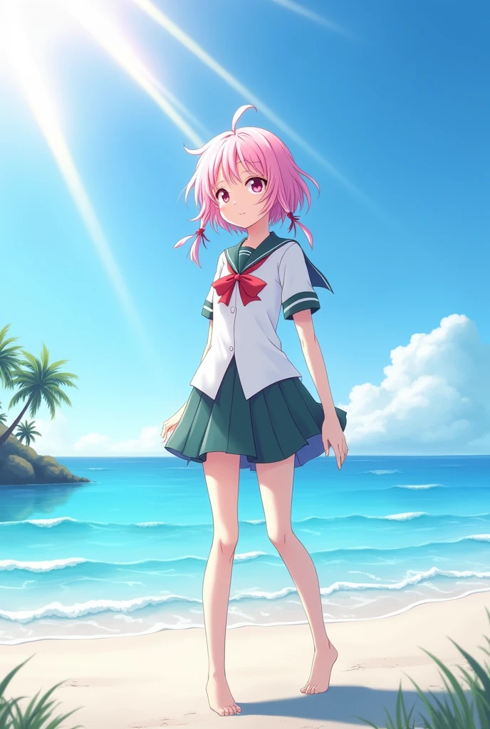 Madoka Kaname standing on the beach