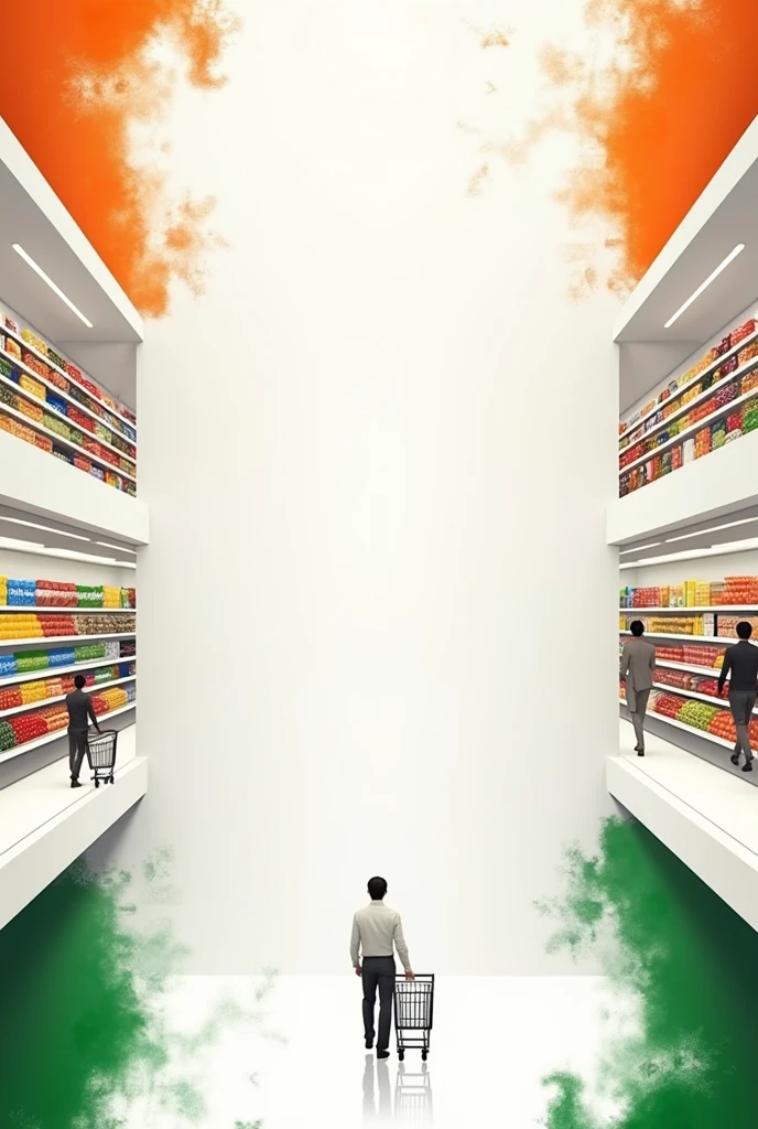 Independent’s day poster of supermarket with formal design and white backgrounds  also include indian flag colours 