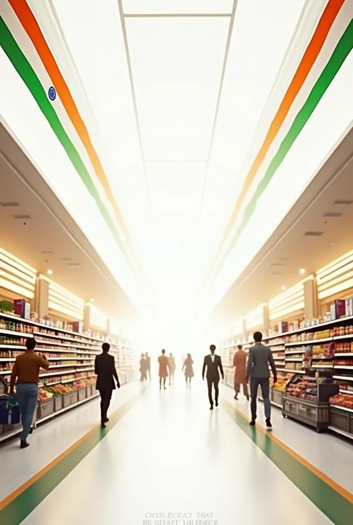 Independent’s day poster of supermarket with formal design and white backgrounds also include indian flag colours