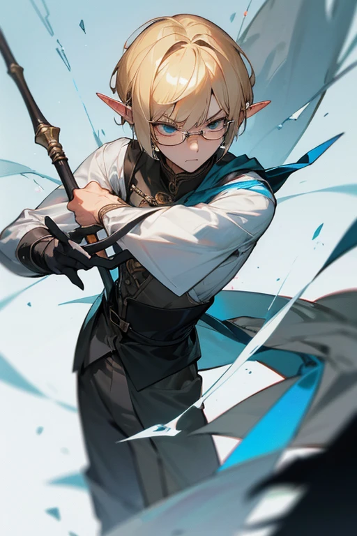 male、male性、Short Hair、Straight Bob、Blonde、Glasses、adult、adultのmale、adultの体、大柄のmale、Elf、Pride、Severe、Disgust、Irritation、Cold Blooded、A look of disappointment、Sharp Eye、intellectual、Glare、Clumsy Hands、Stocky build、Slender、sex appeal、Magic Mentor、Long staff