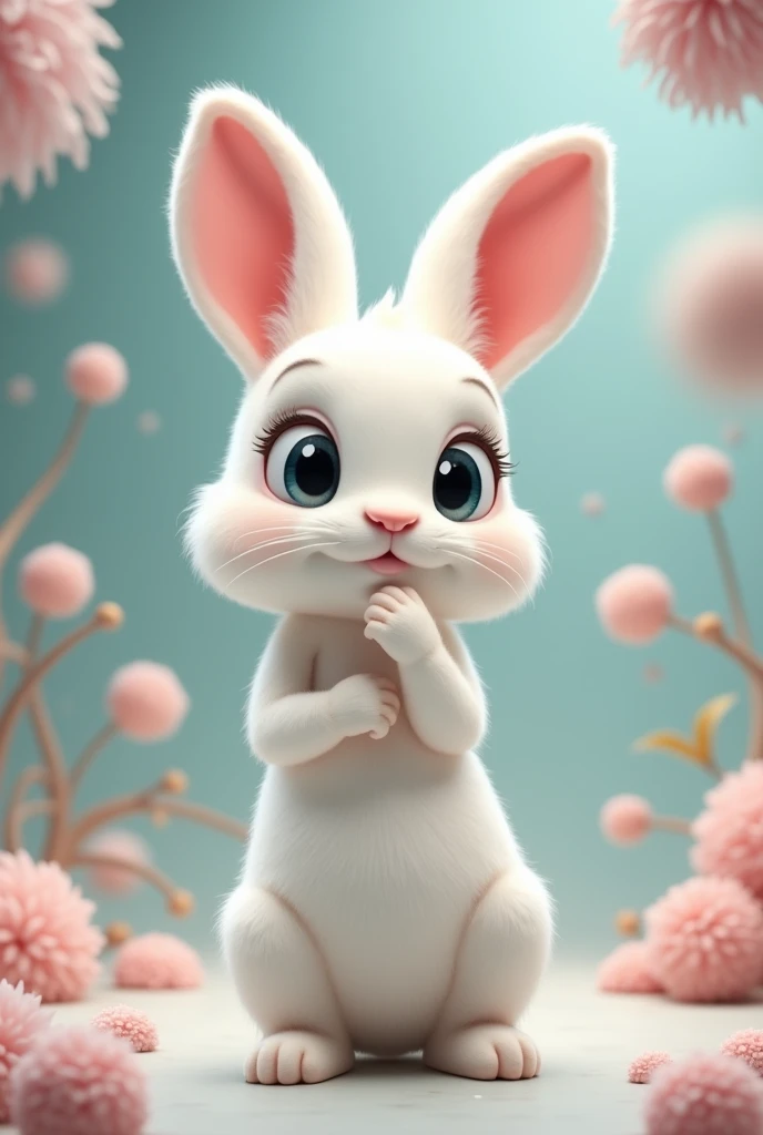 White rabbit asking pose