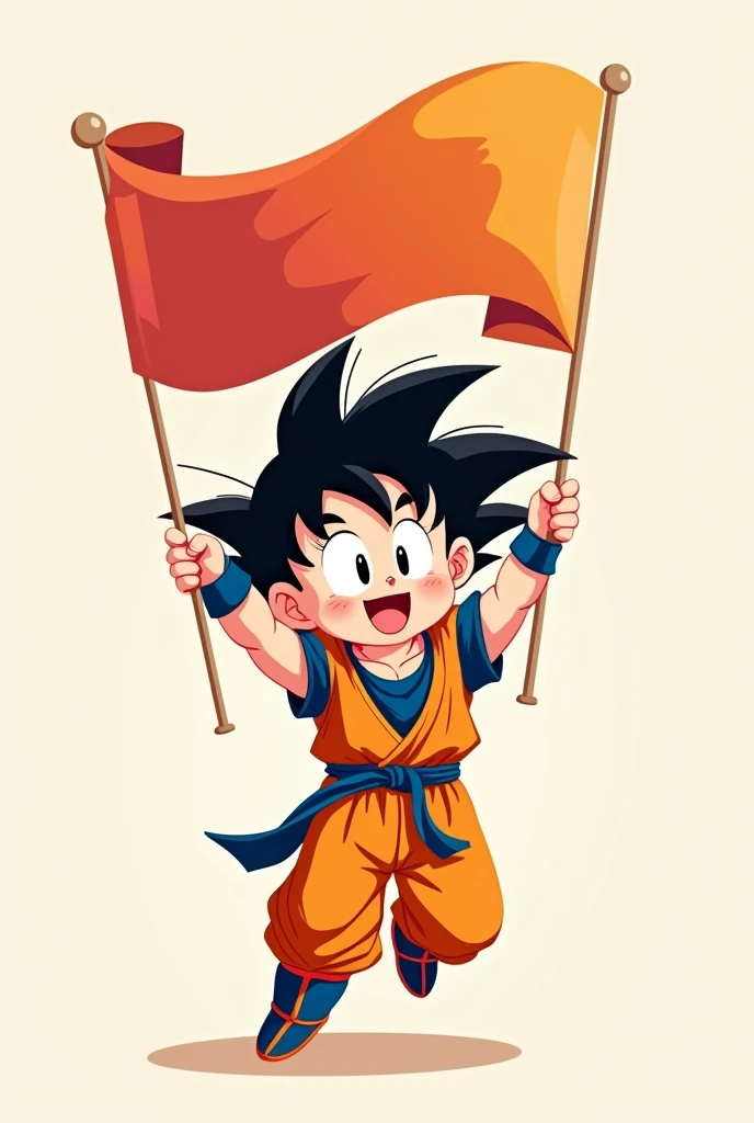 Kid goko waving flag easy art