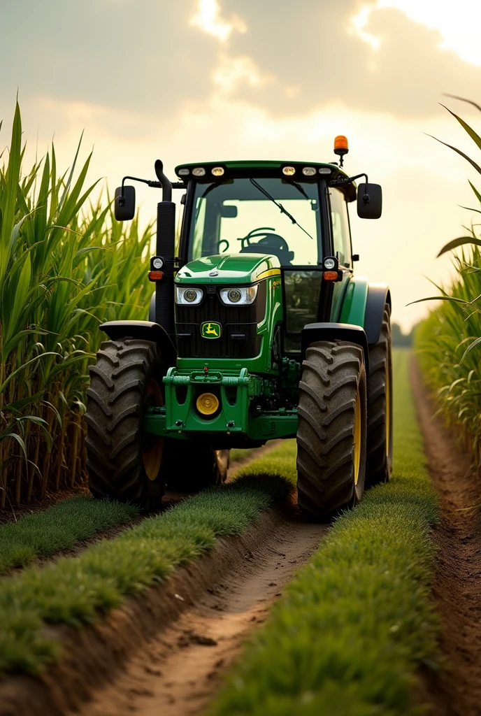 John Deere 7230J tractor in a Brazilian sugarcane field
