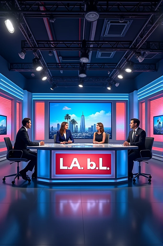 Create an image of a newscast with the name L.A.b.L