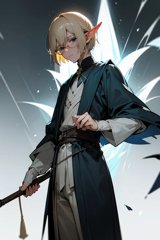 male、male性、Short Hair、Straight Bob、Blonde、Glasses、adult、adultのmale、adultの体、大柄のmale、Elf、Pride、Severe、Disgust、Irritation、Cold Blooded、A look of disappointment、Sharp Eye、intellectual、Glare、Clumsy Hands、Stocky build、Slender、sex appeal、Magic Mentor、Thick long walking stick