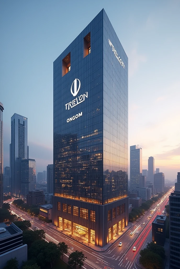 Generate a big building with the logo TREVOR ONGOM
