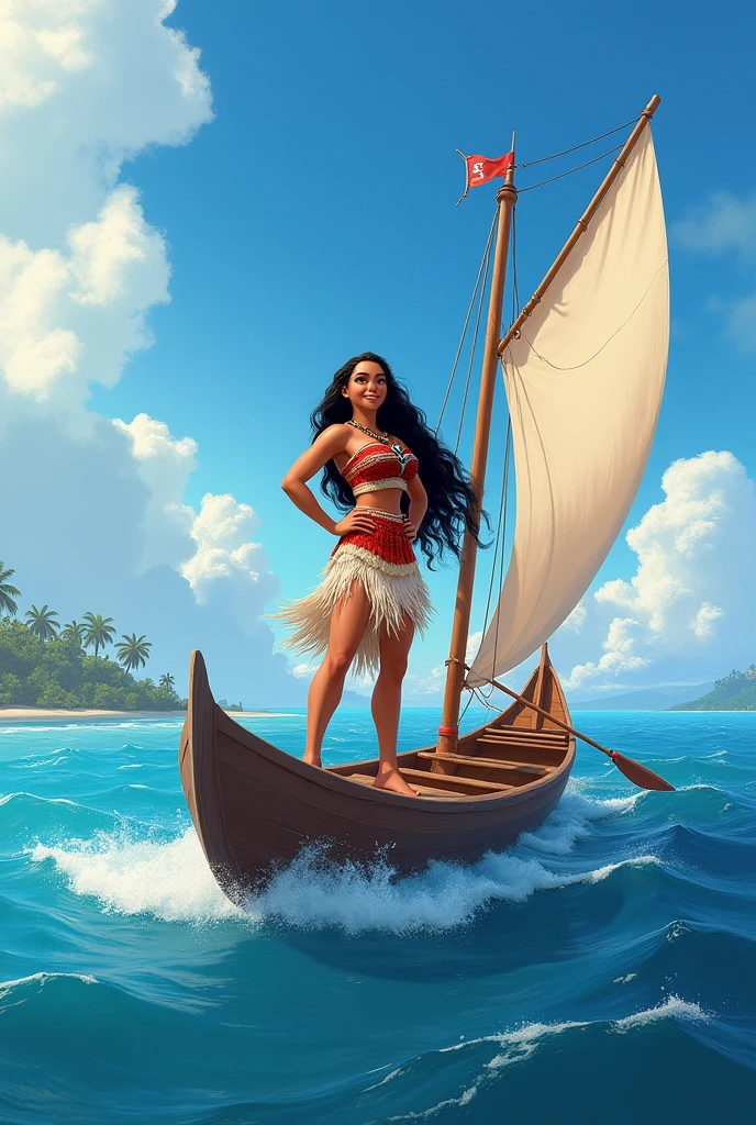 Draw Moana (disney's princess) on your boat