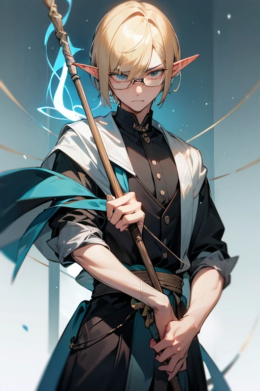 male、male性、Short Hair、Straight Bob、Blonde、Glasses、adult、adultのmale、adultの体、大柄のmale、Elf、Pride、Severe、Disgust、Irritation、Cold Blooded、A look of disappointment、Sharp Eye、intellectual、Glare、Clumsy Hands、Stocky build、Slender、sex appeal、Magic Mentor、Mystical Long Staff