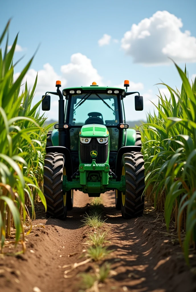 John Deere tractor in a real Brazilian sugarcane field
