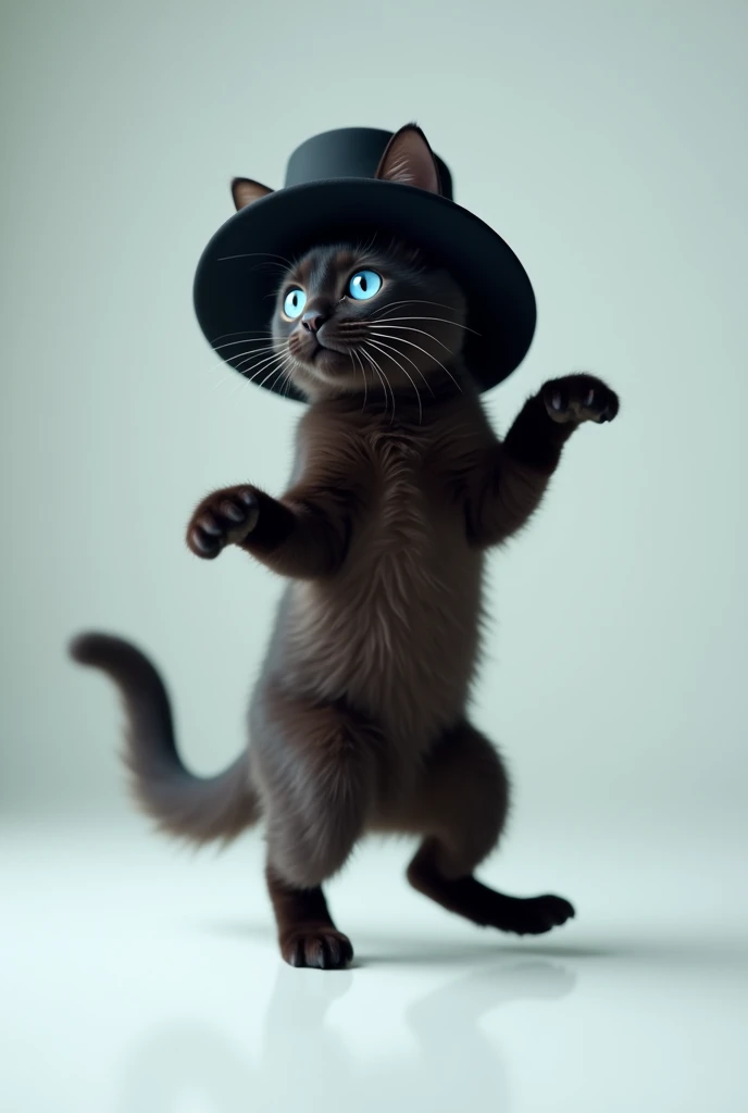 A real cat with a blak hat blue Eyes dancing vedio 