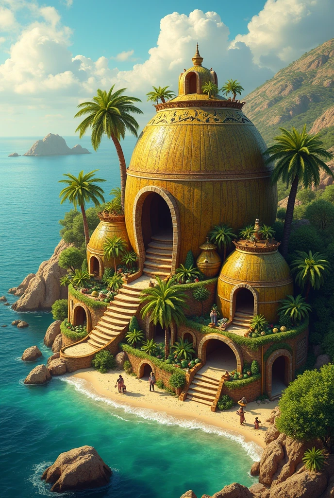 A town shaped like a coconut wrapped in olive oil