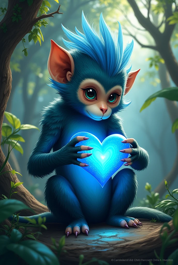 Saruê making blue heart
