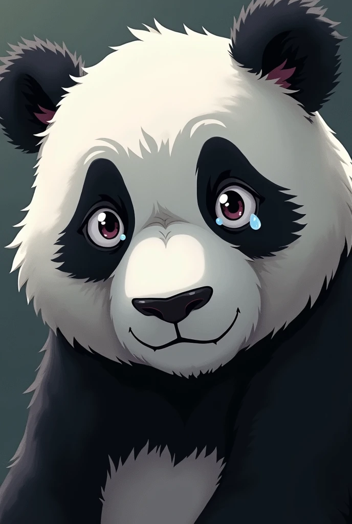 Panda anime face eyes tears serious