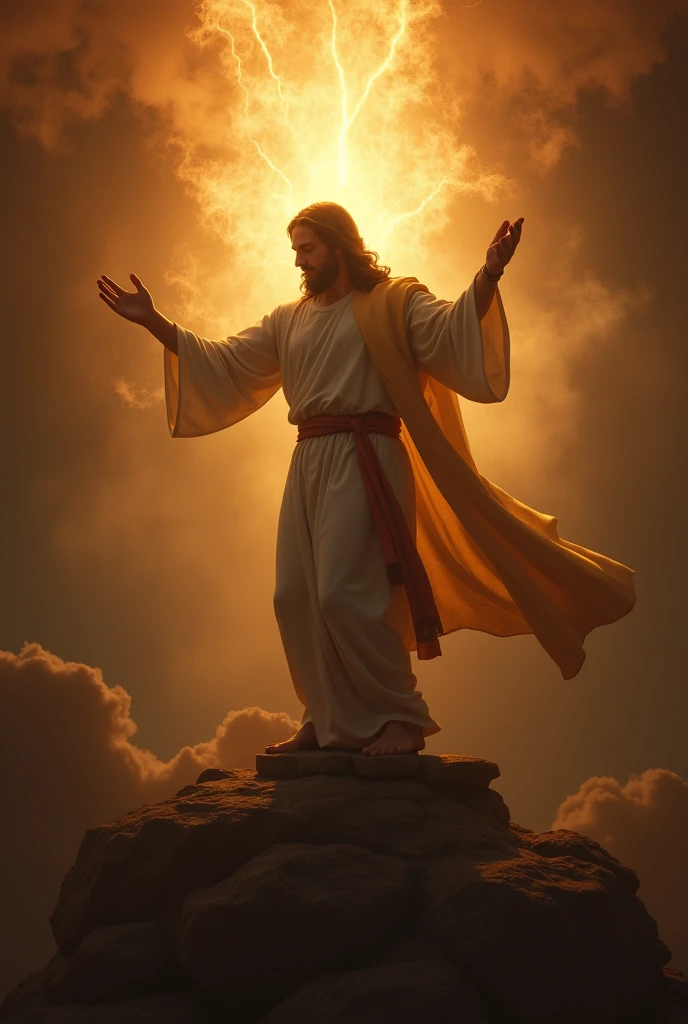 Jesus illuminated above the bible