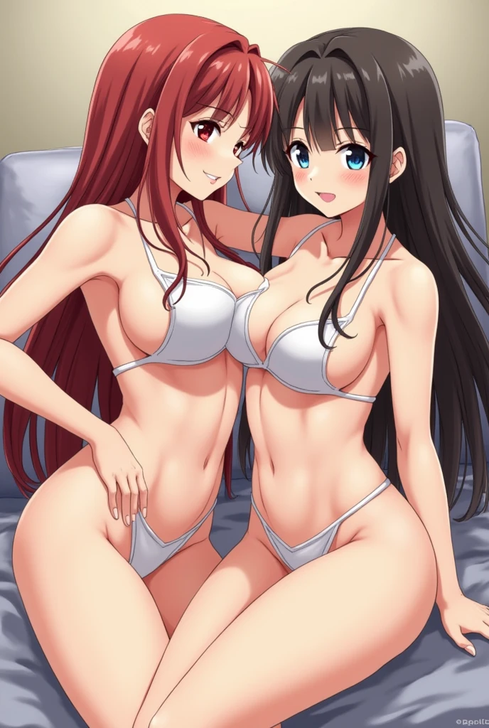 Two naked trans anime characters having sex