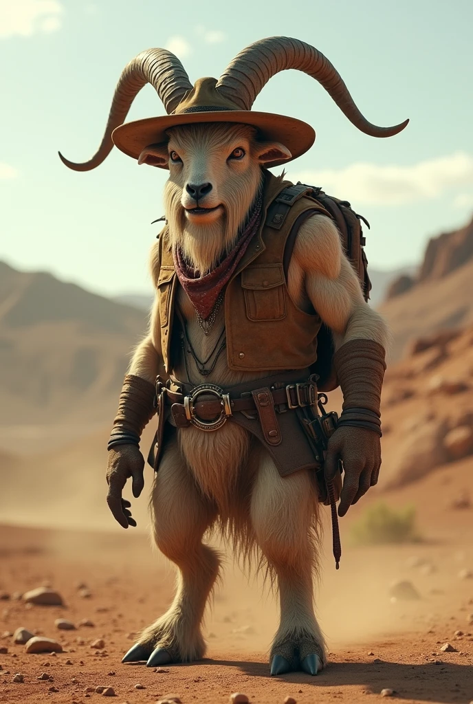 I want 59 images of a mutant cowboy who has a goat body and looks like a man with a name much like his [cowgoat]