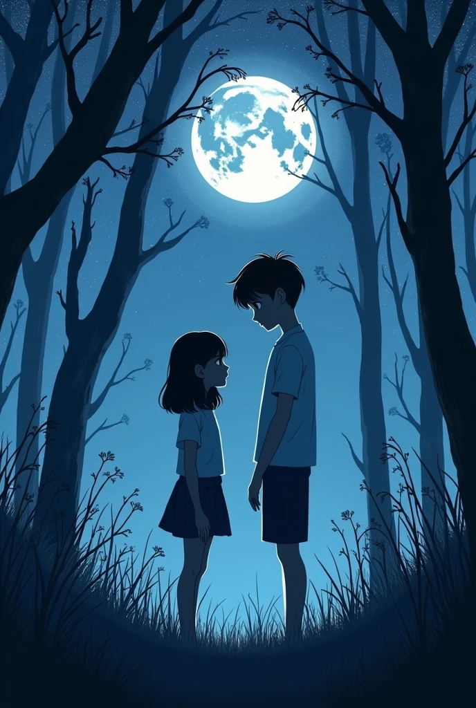 1 girl, 1 boy, face to face, Men are tall, women are short, women straight hair, Women's hair is not too long, men and women standing close together, casual clothes , poised posture, natural skin, standing on the grass
BREAK
Galaxy sky night, no moon, (rim lighting):1.2, cold tones, lots of stars in the sky, soft shadows, dark colors , Sharp effect, horror atmosphere, dark blue effect
BREAK
open nature, many tall dry tree, quiet nature, Moonlit nature, peaceful ambiance, ultra detailed, official art, unity 8k wallpaper
, zentangle, mandala