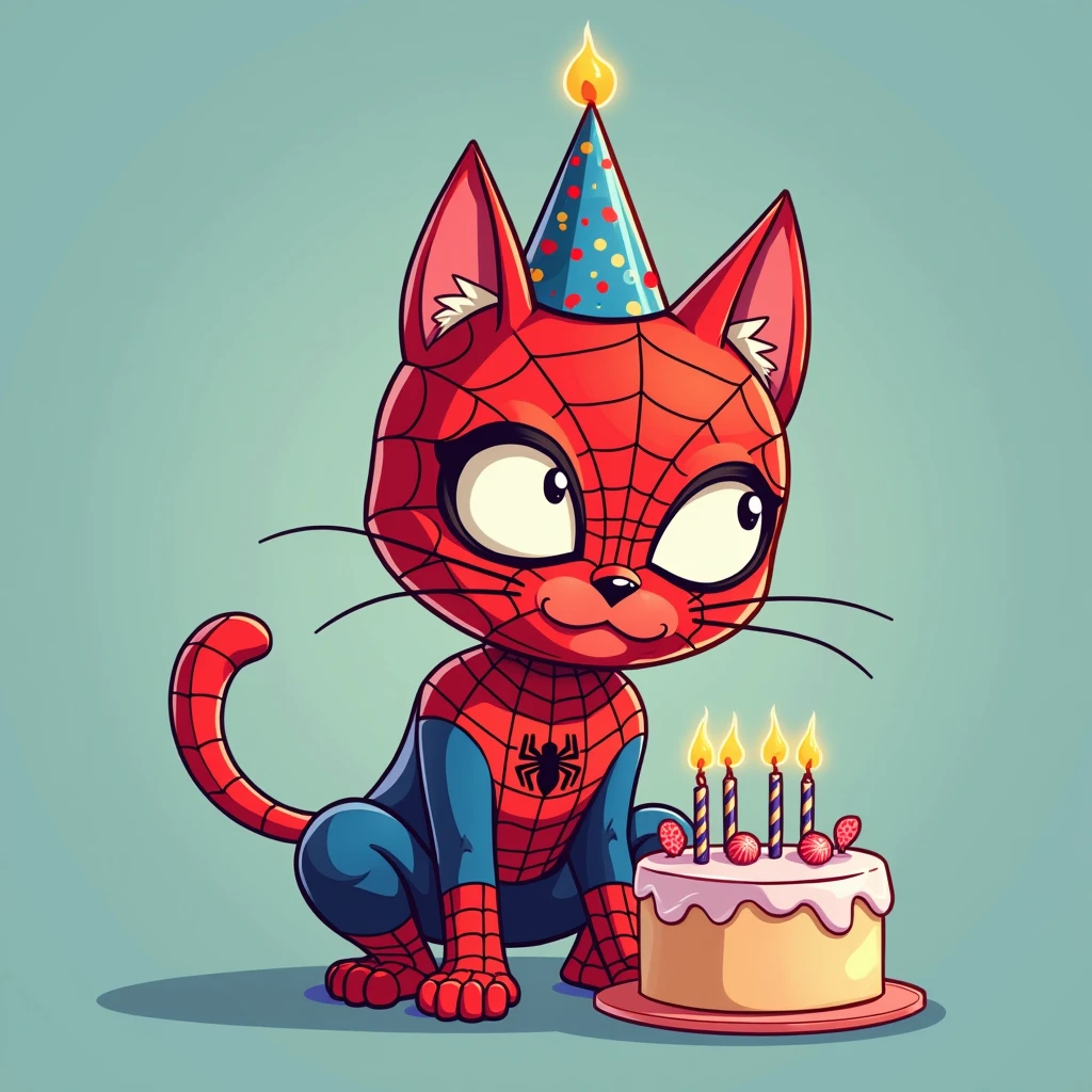 CAT SPIDERMAN BIRTHDAY BOY CARTOON