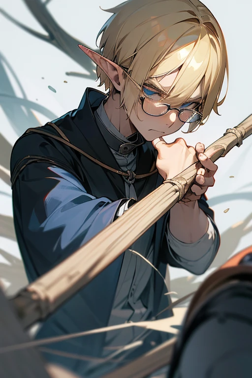 male、male性、Short Hair、Straight Bob、Blonde、Glasses、adult、adultのmale、adultの体、大柄のmale、Elf、Pride、Severe、Disgust、Irritation、Cold Blooded、A look of disappointment、Sharp Eye、intellectual、Glare、Clumsy Hands、Stocky build、Slender、sex appeal、Magic Mentor、Thick long walking stick