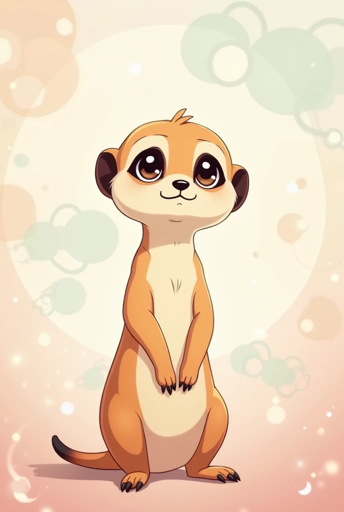 Suricata, with pastel colors, anime style