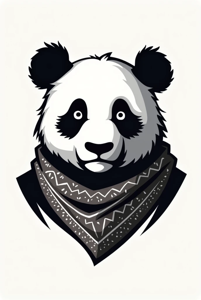 Panda shadow for a logo, face with bandana