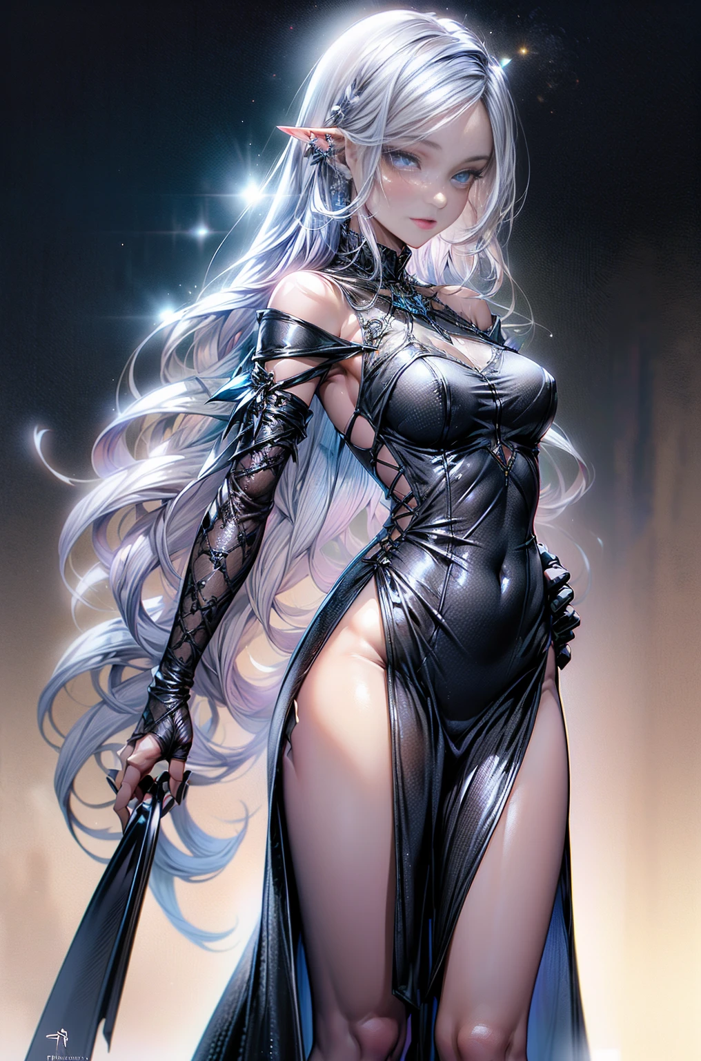 Raw photo, masterpiece, best quality, ultra-detailed, high resolution, extremely detailed CG, unity 8k wallpaper, official art, production art, novel illustration, caustics, textile shading, super detailed skin, perfect anatomy, detailed, cinematic lighting, dynamic lighting, older woman, slender and thin woman, 35 years old, beautiful detailed eyes, (fair white skin), cold and icy smile,(nsfw:0.7), (Form-fitting silk ress :1.5), (EE breasts), curvy and thick slim body, large buttocks, raven black hair, piercing jet black eyes, long lashes, eye shadow, eyeliner, detailed eyes, beautiful eyes, full black lips, tall height(180cm), behind viewer, back shot, hips focus, Icy cold temperament, cold face(no smile), close up picture, (side slit dress:1.5)