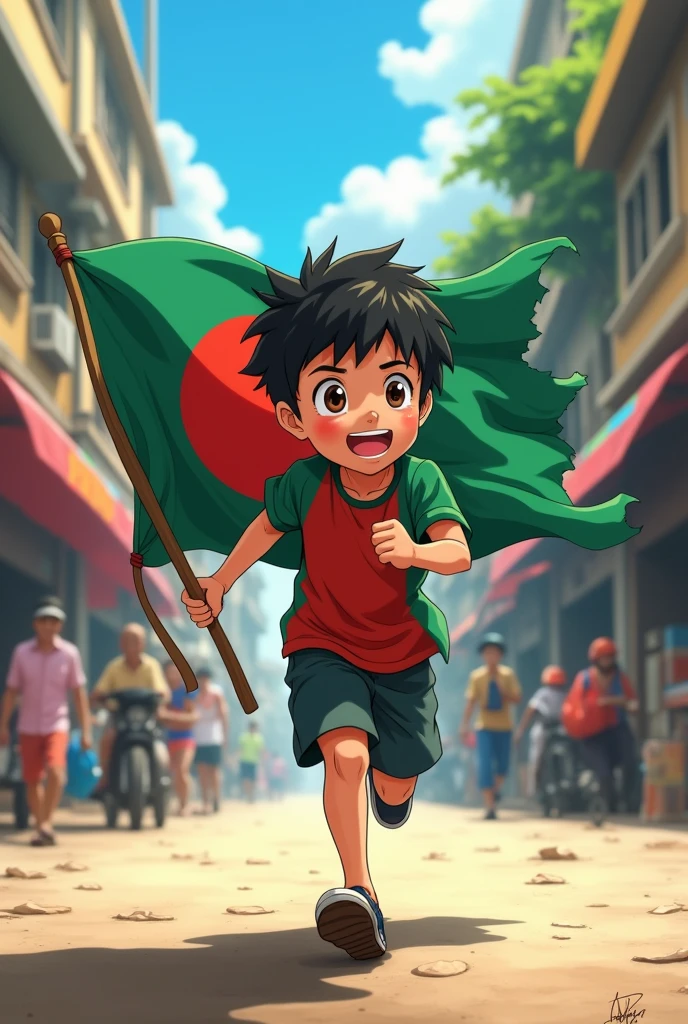 ??? gojo running with a Bangladeshi flag