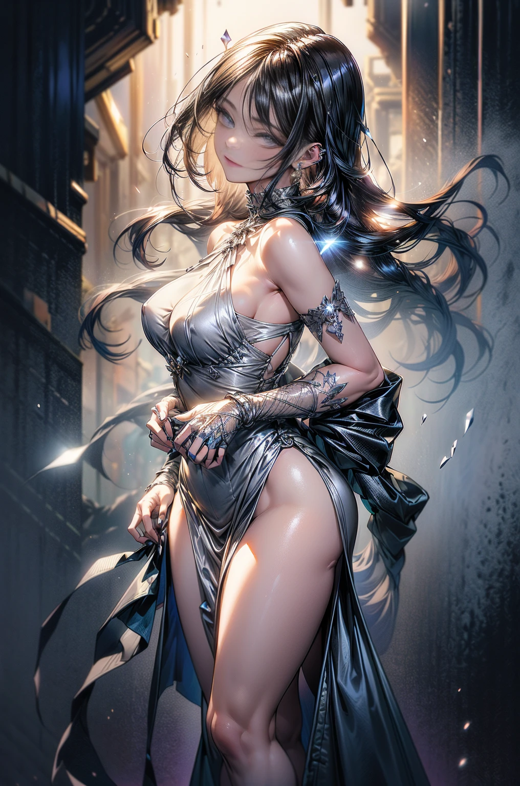 Backlit fallen angel maiden, Angry Ling Ran, The pitch-black wings spread out, Short hair swings with the wind, Black, gold, red suit, Red eyes, Big breasts and thin waist, Sexy suits, Broken faith, Broken stockings,body complet, Cast black magic with one hand, Kurosawa Long Sword, Reflected to a high brilliance, Deep shadow tones, Cinematic light and shadow, Transparent and feminine Canon tones, Slow-motion ray tracing, Bloom supreme perfection of beauty。