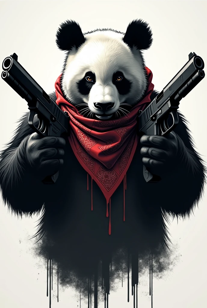 Panda shadow with guns for a logo, face with bandana