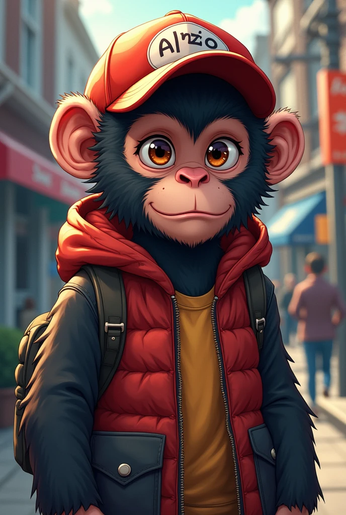 young urban chimpanzee cap anime comic style