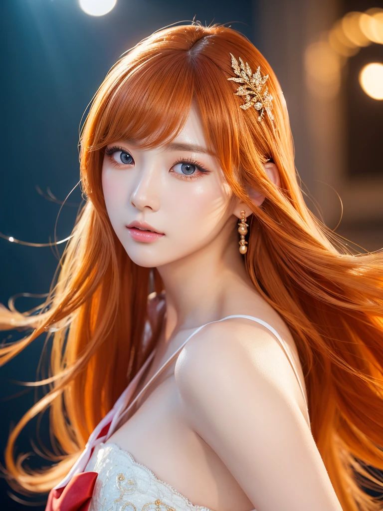 a beautiful korean woman in a detailed and intricate sailor venus cosplay, extremely detailed eyes and face, long eyelashes, flawless porcelain skin, flowing long hair, elegant and graceful pose, hyperrealistic, photorealistic, 8k, high resolution, best quality, masterpiece, studio lighting, vivid colors, vibrant, dynamic, cinematic