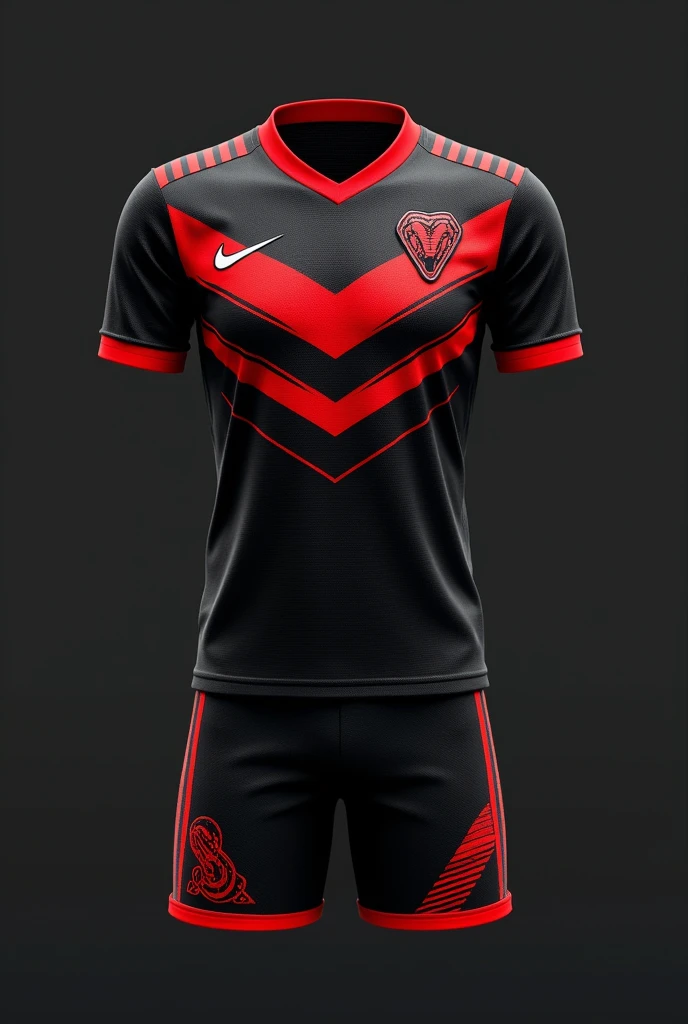 Generate me a football kit for black cobras with red