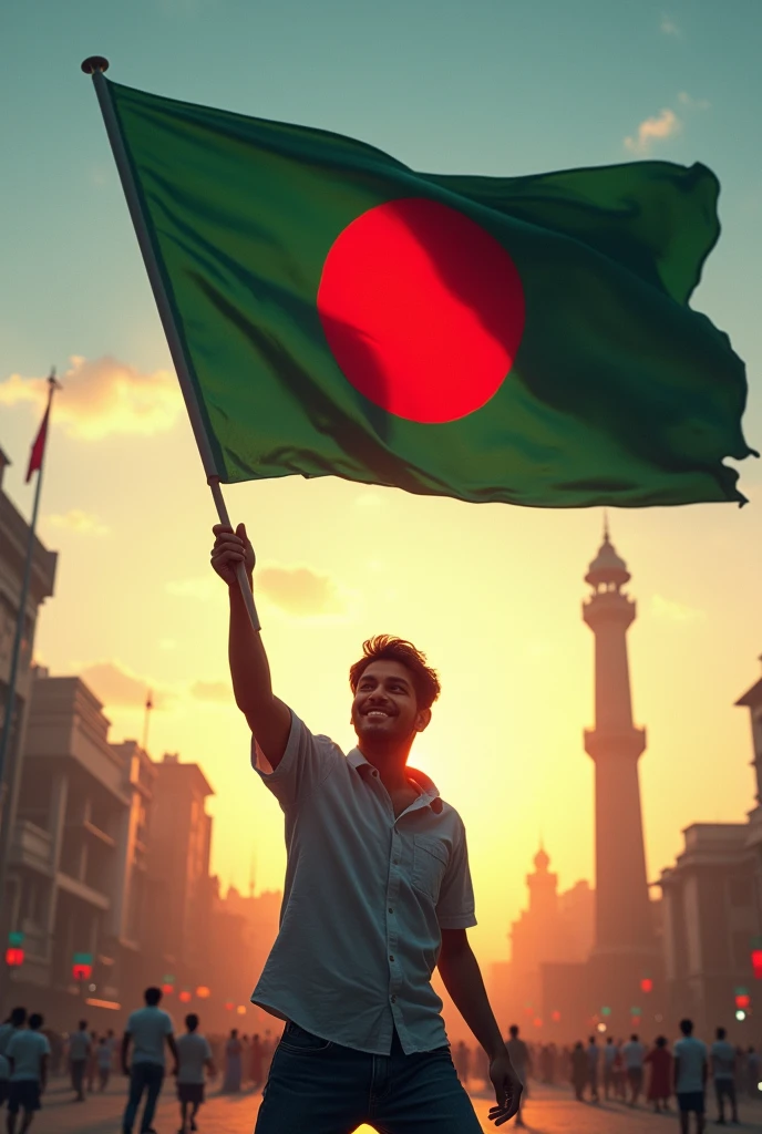 Waving Bangladeshi flag
