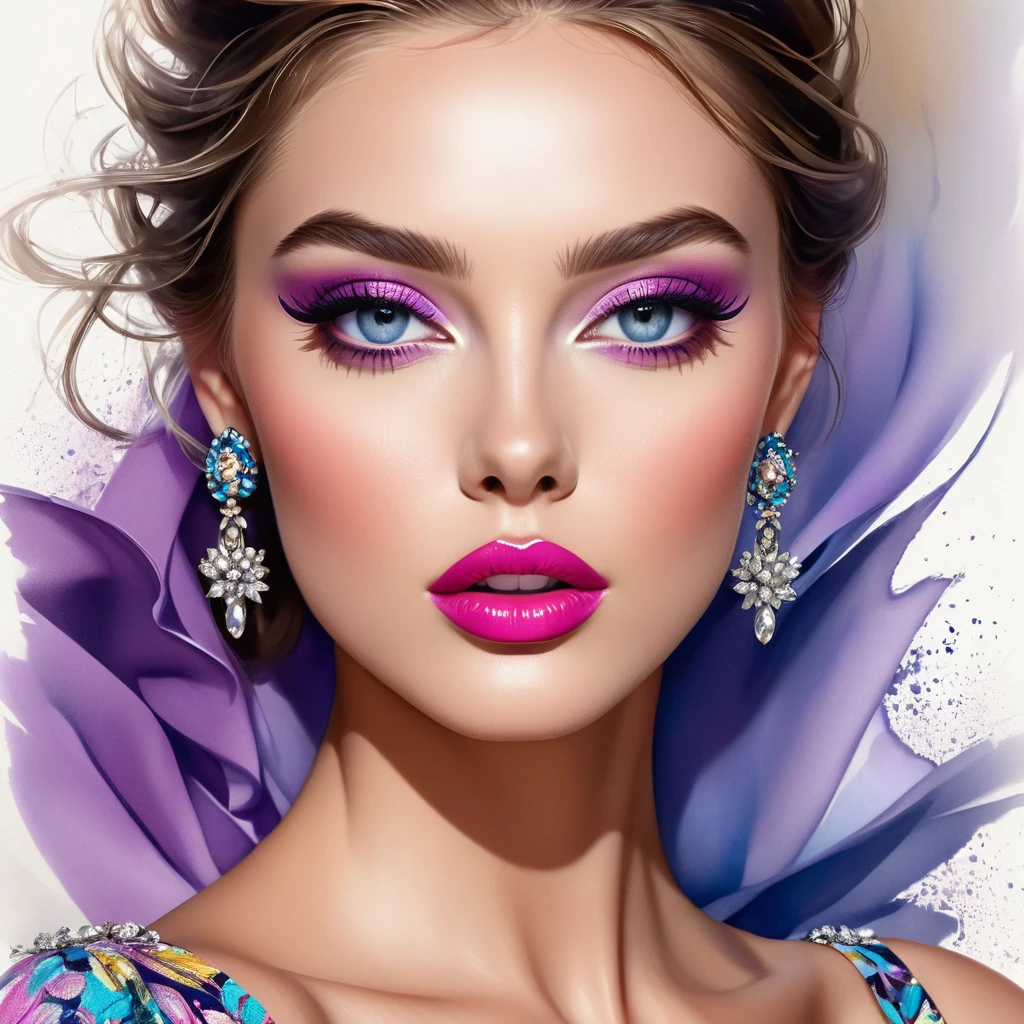 Best quality,a high resolution,fashion illustration,elegant models,beautiful detailed eyes,detailed lips and face,glamour mode,track laying,bright colors,Elegant Dresses,Beautiful Accessories,Professional studio lighting,Ultra-thin paint,realistic textures,Artistic Journey