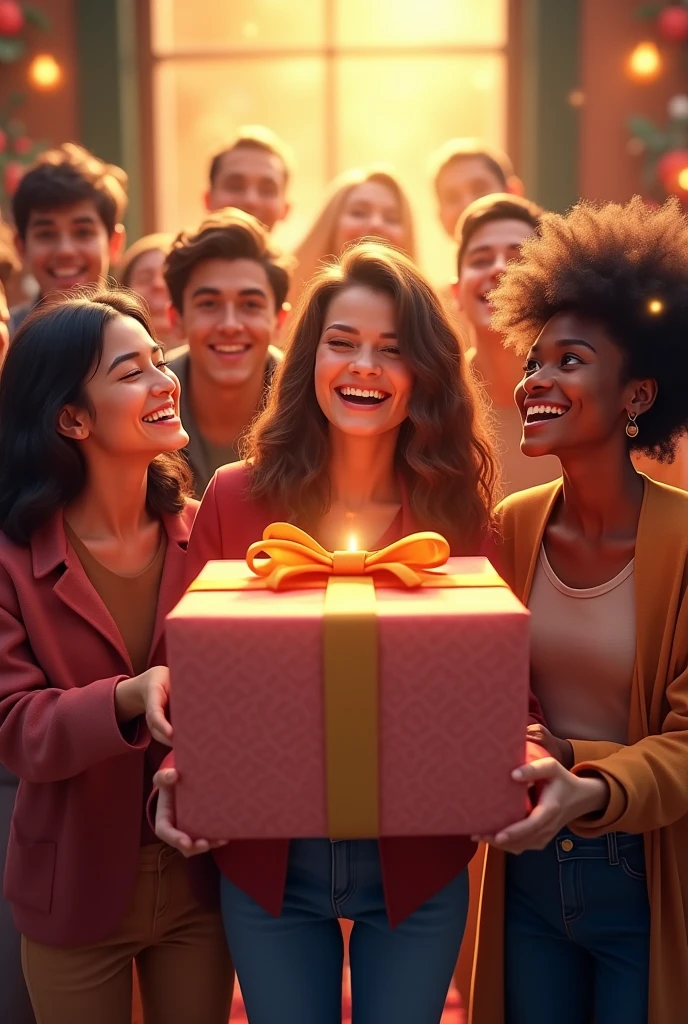Un groupe de personnes heureux et souriants, nous offrent un grand cadeau de bienvenue